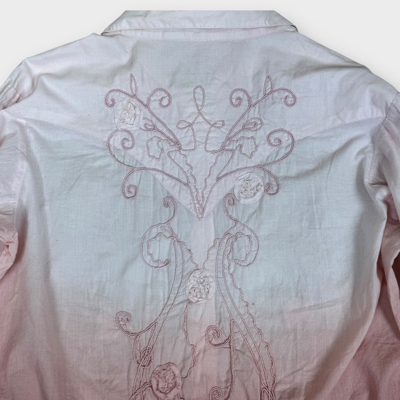 Wrangler Womens Ombre Pink Embroidered Western Button Down Shirt‎ Size L - Picture 10 of 10